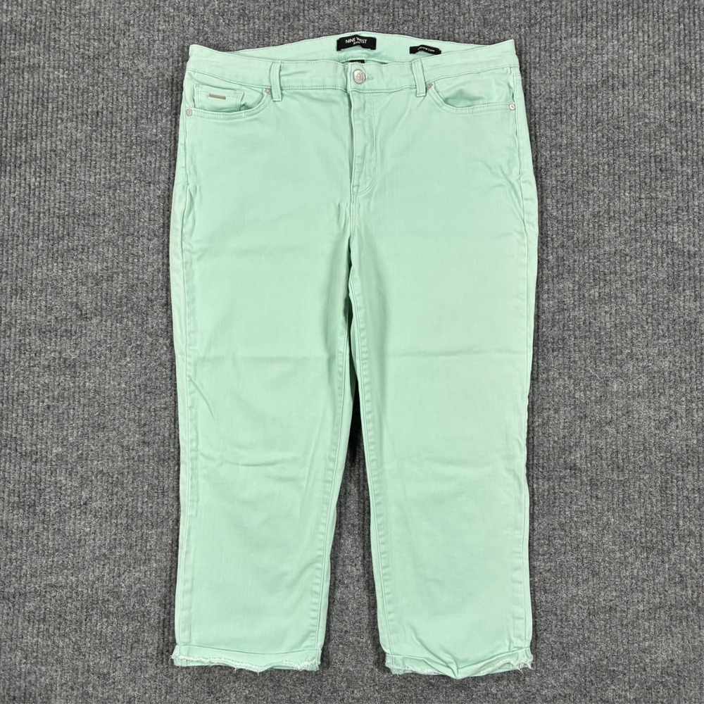 Nine West Chrystie Capri Jeans Womens 14 Green Denim High Rise Cuffed SDNWB1873